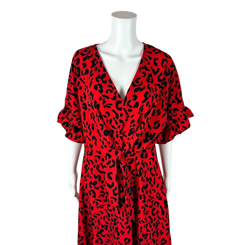 Who What Wear Cheetah Dress Women's Size M Electric Animal Print Flutter Sleeve - Picture 3 of 12